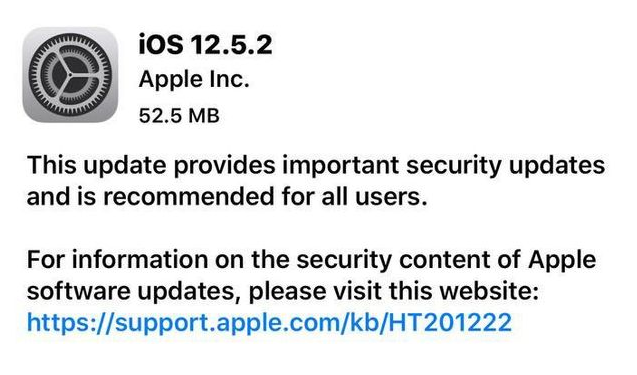 德惠苹果手机维修分享iOS12.5.2发布，建议所有老苹果用户安装 